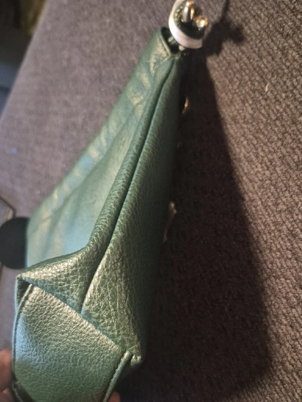 Forest Green Pebbled Leather Crossbody Bag with Gold Hardware